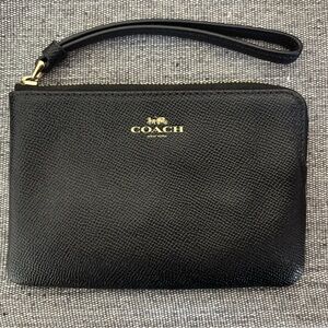 Coach Black and Gold Zip Wristlet